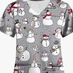 Christmas Scrub Top For Women - Plus Size